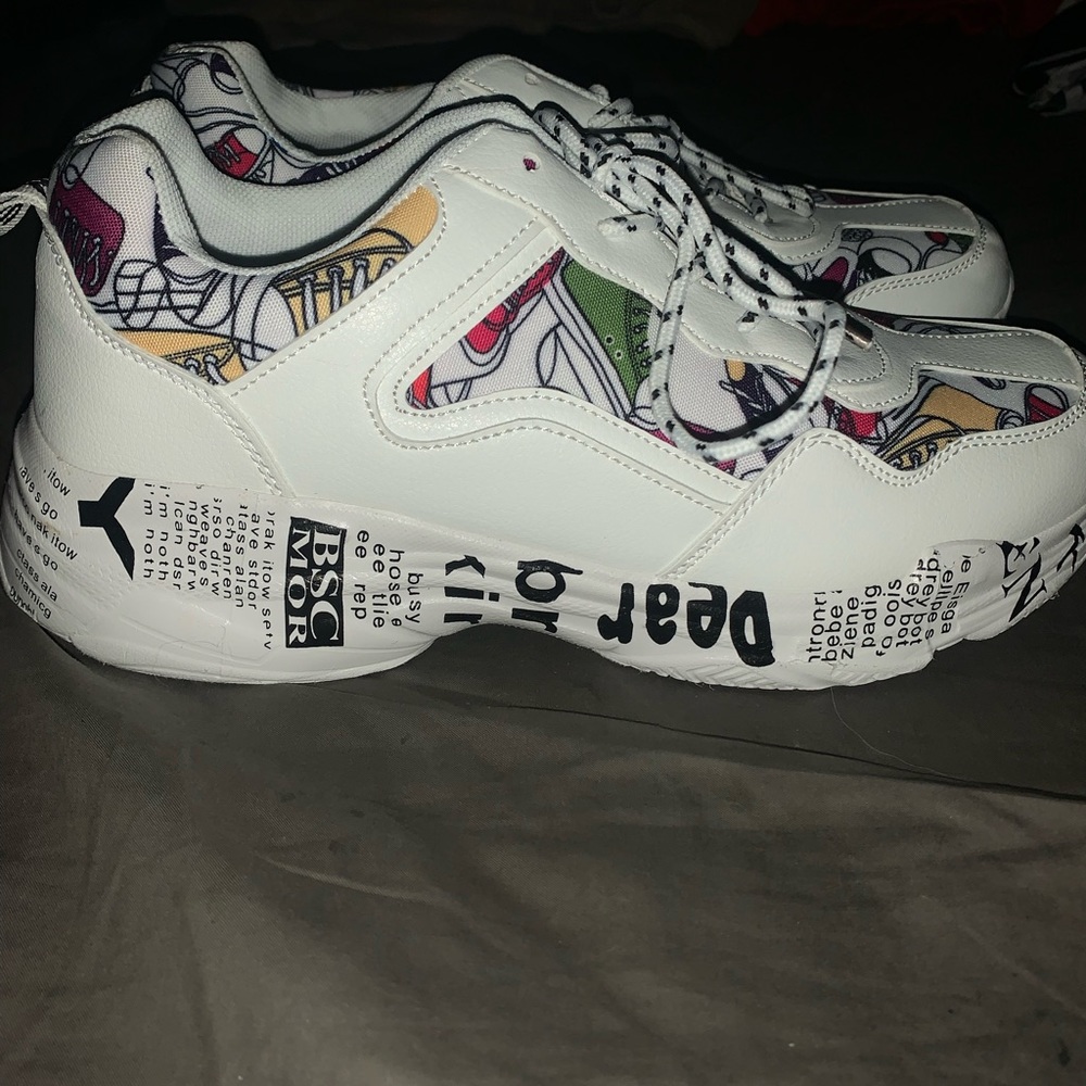 White designed shoes